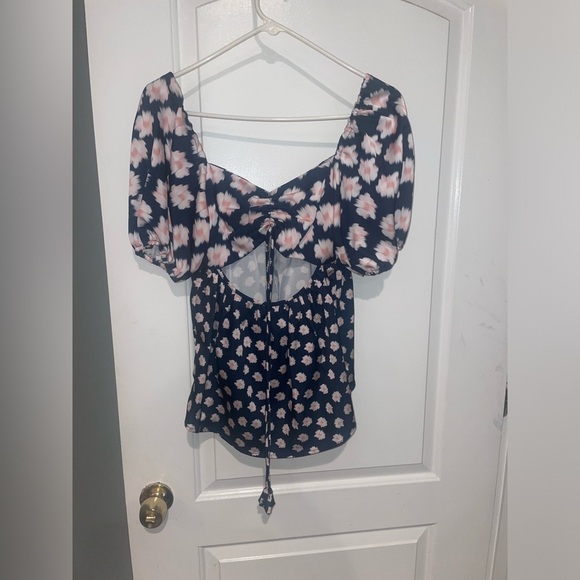 New! Sachin & Babi Lyra Baby Doll Top in Blue & Pink Ikat Floral 🌸 sz 0 NWT! - Picture 8 of 14